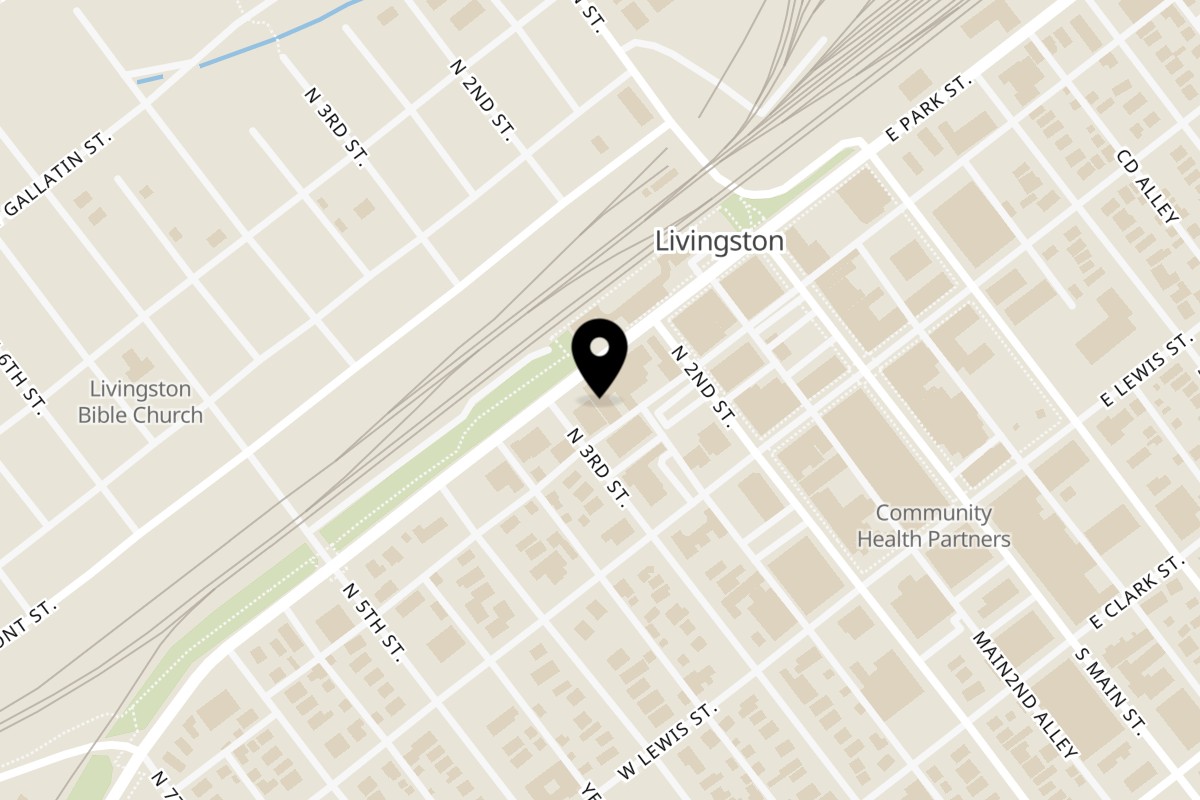 Map showing the location of Rice Thai Cuisine Livingston on 217 W Park St D in Livingston