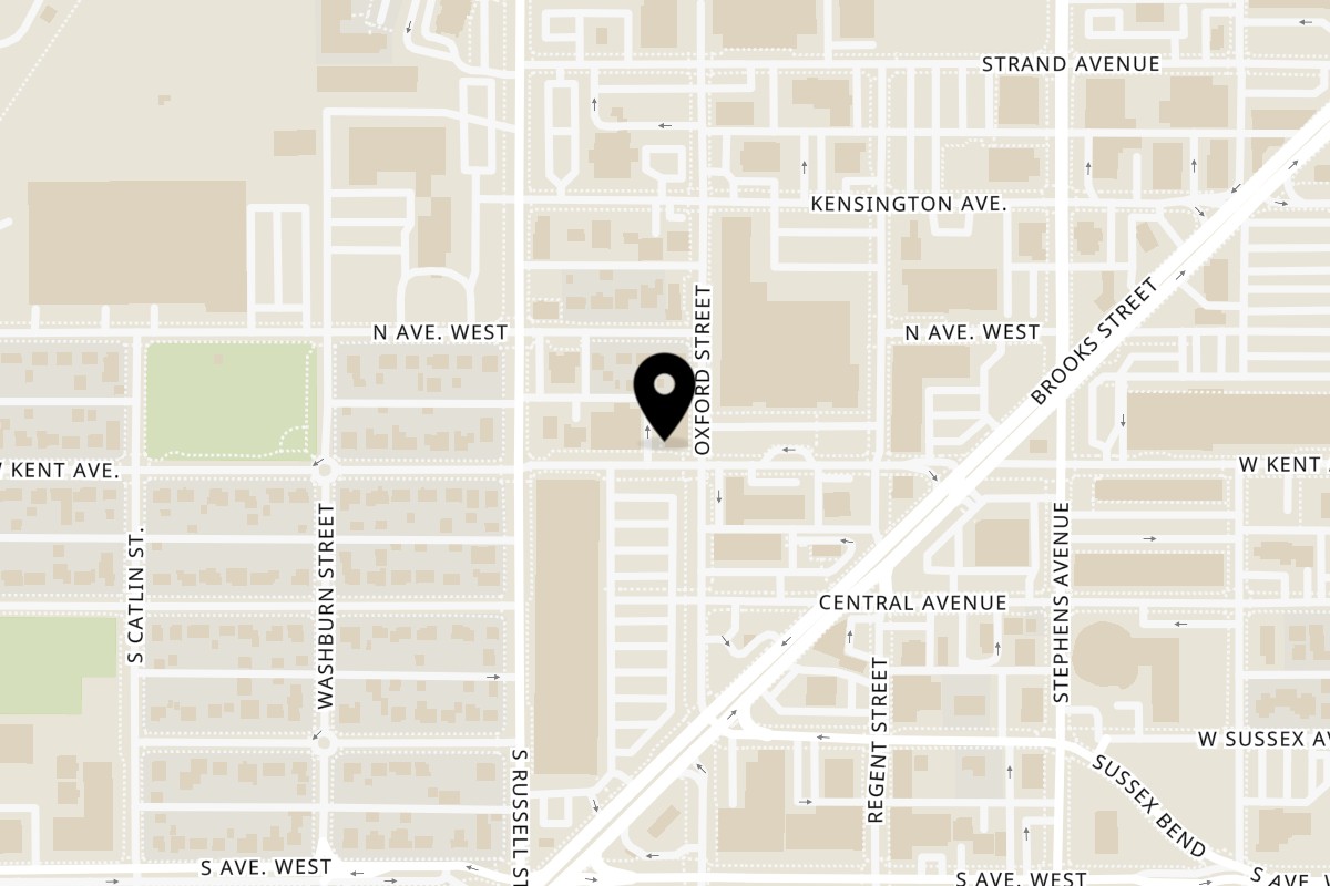 Map showing the location of Rice Thai Cuisine Missoula on 1200 W Kent Ave Unit 102 in Missoula